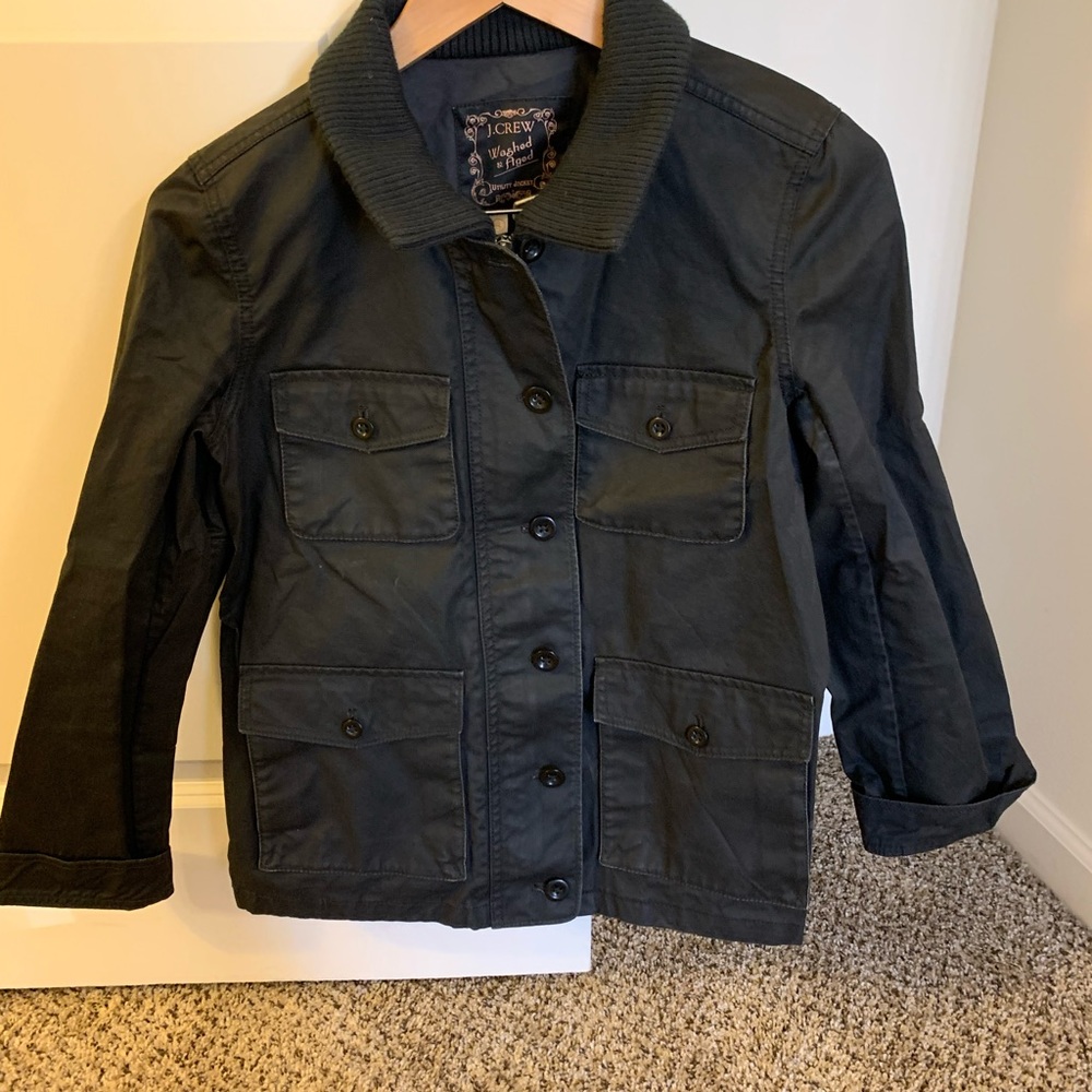 J. Crew black utility jacket. Excellent condition. Size small.